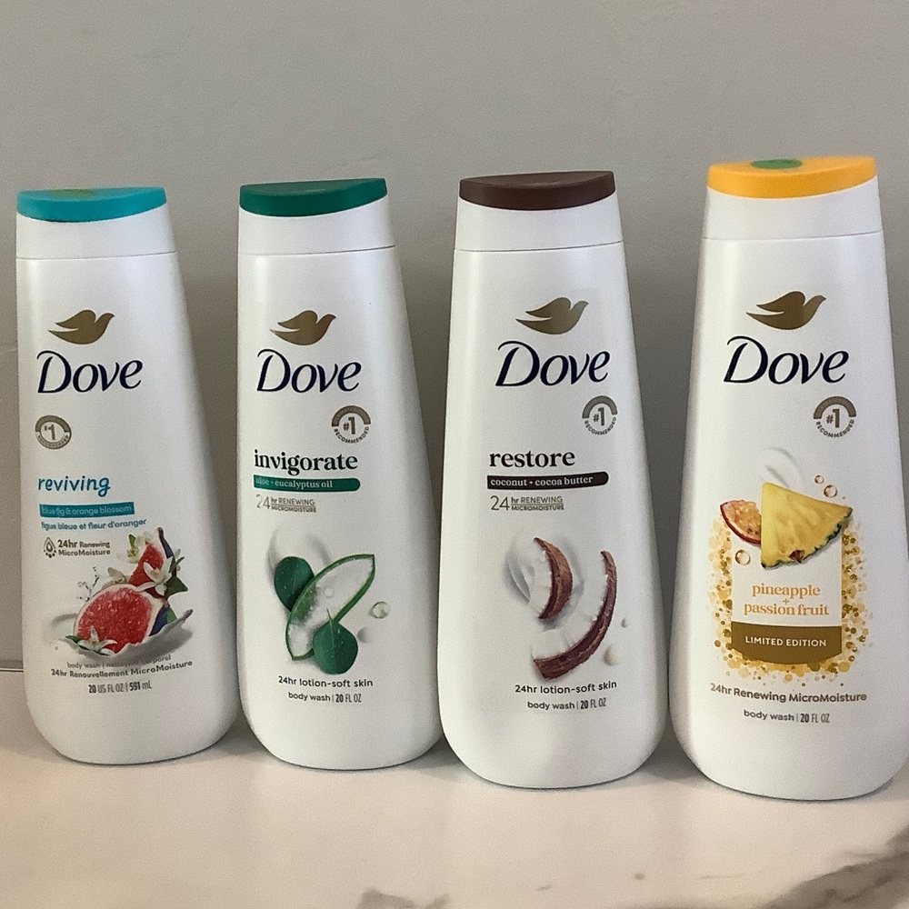 Dove Body Wash Set - Reviving, Invigorate, Restore, Pineapple